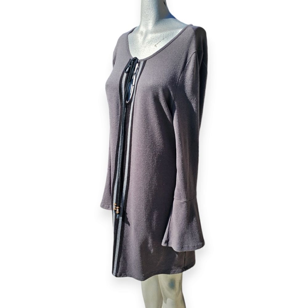 🌼4/$30 Papillon Cozy Bell Sleeve Dress – Grey (XLarge) ✨ - Picture 5 of 8